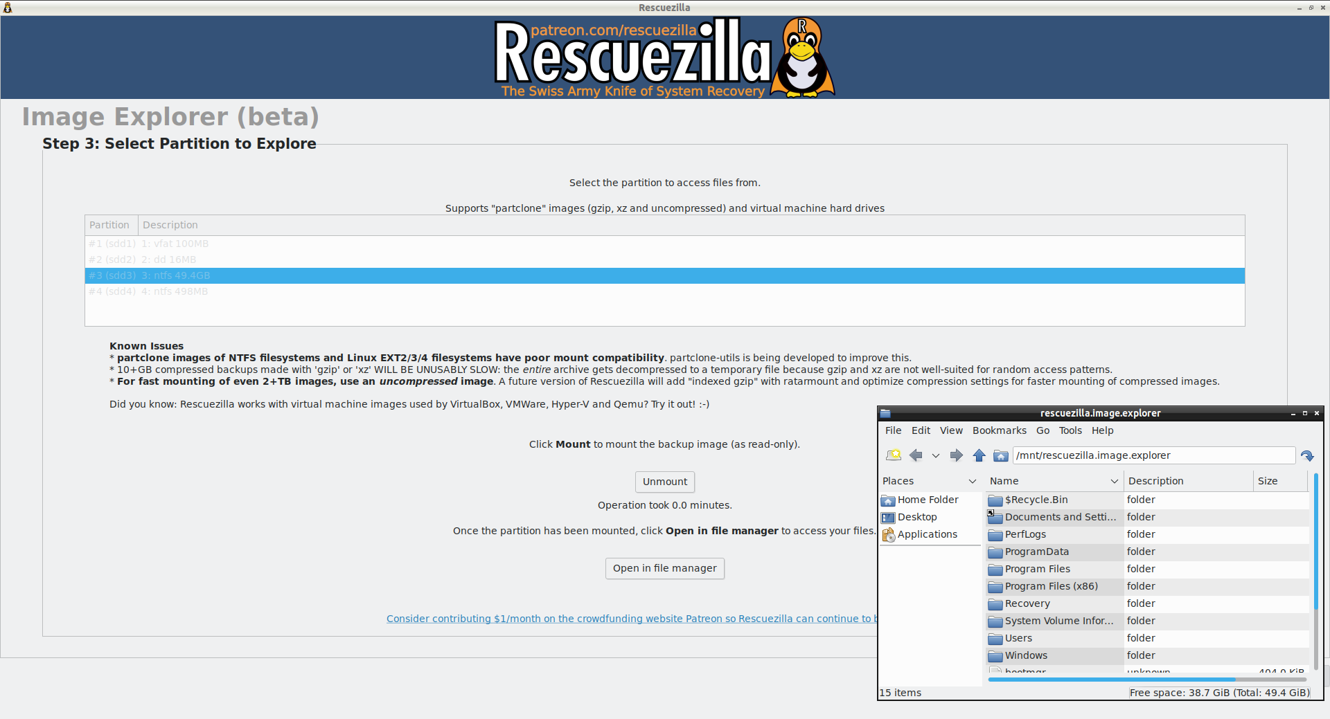 Extract individual files from Clonezilla images